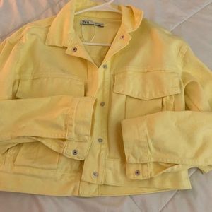 zara yellow jean jacket